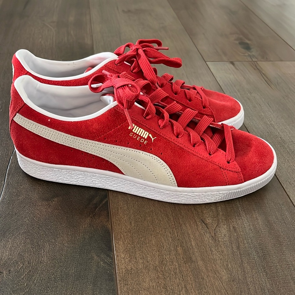 Red and white Puma sneakers. Women’s size 10.5.